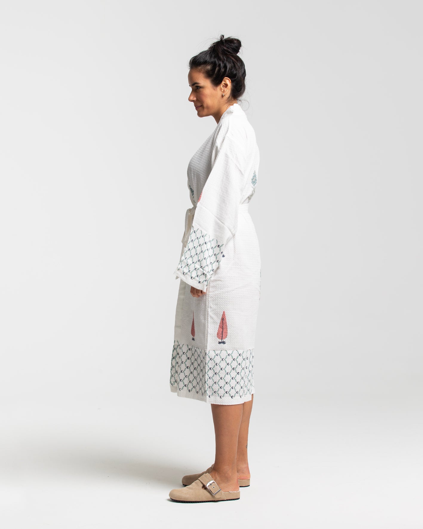 BLOCK PRINT COTTON BATH KIMONO