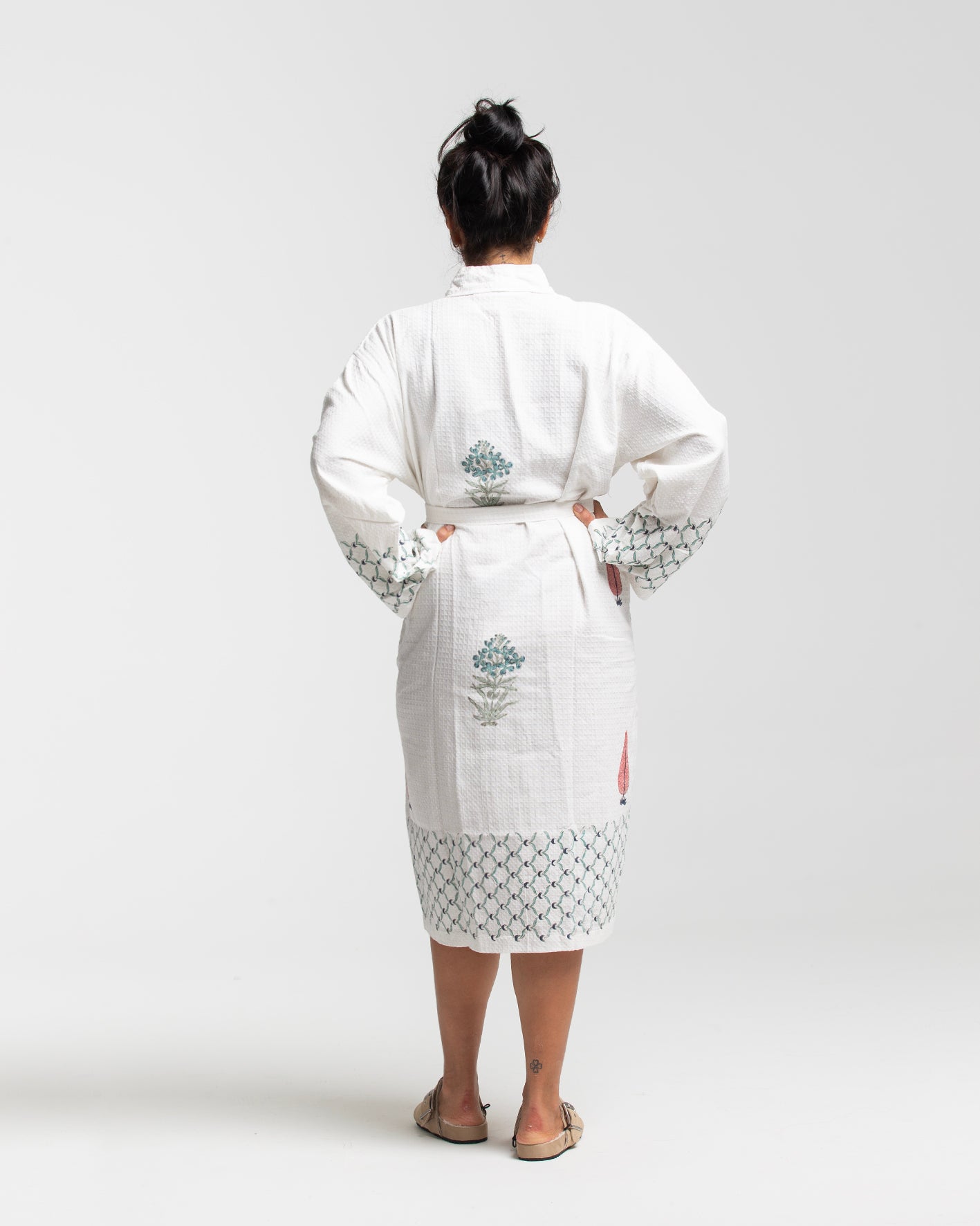 BLOCK PRINT COTTON BATH KIMONO