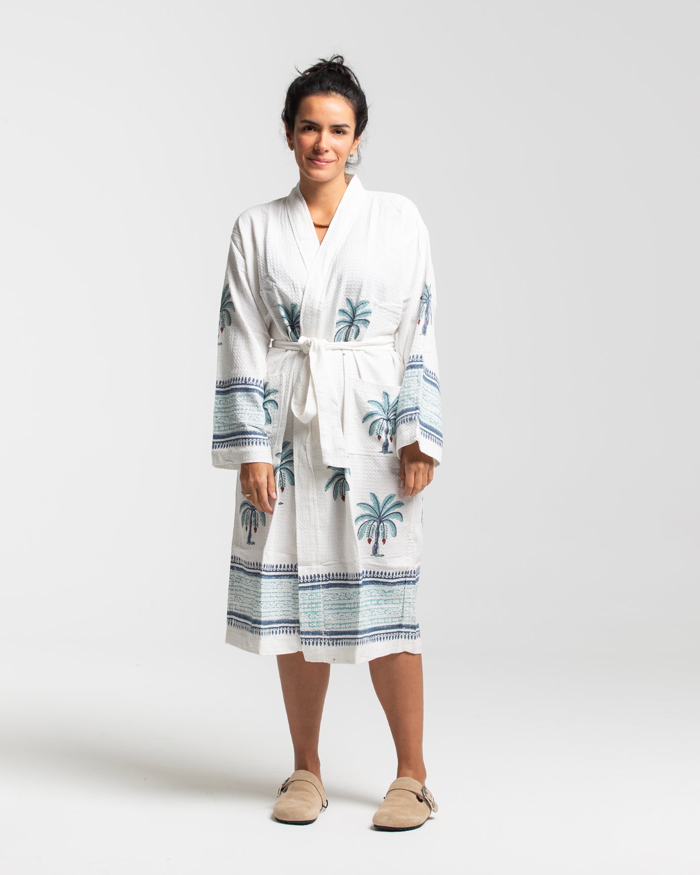 BLOCK PRINT COTTON BATH KIMONO