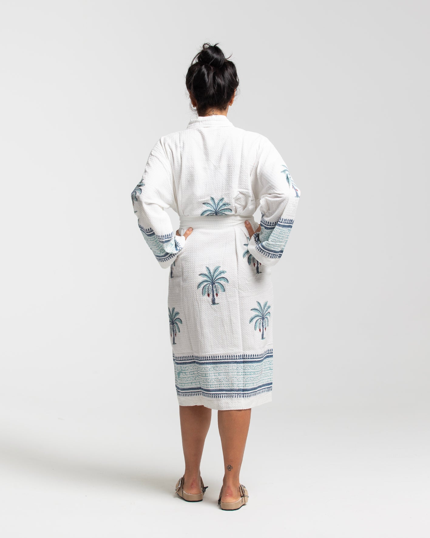 BLOCK PRINT COTTON BATH KIMONO