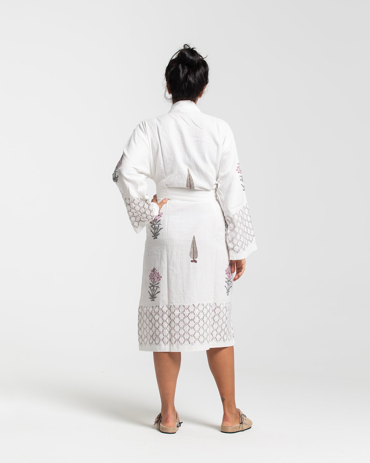 BLOCK PRINT COTTON BATH KIMONO
