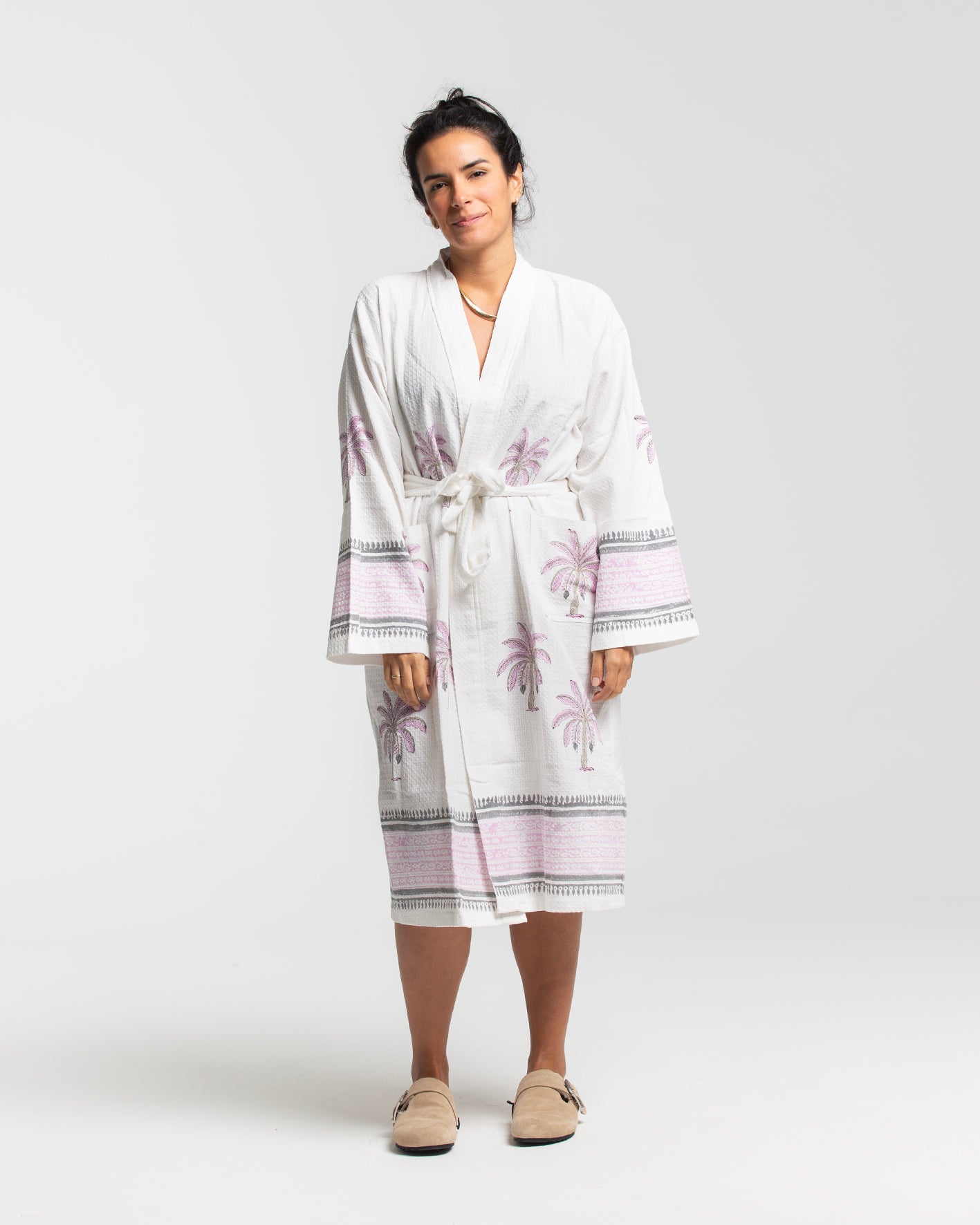 BLOCK PRINT COTTON BATH KIMONO