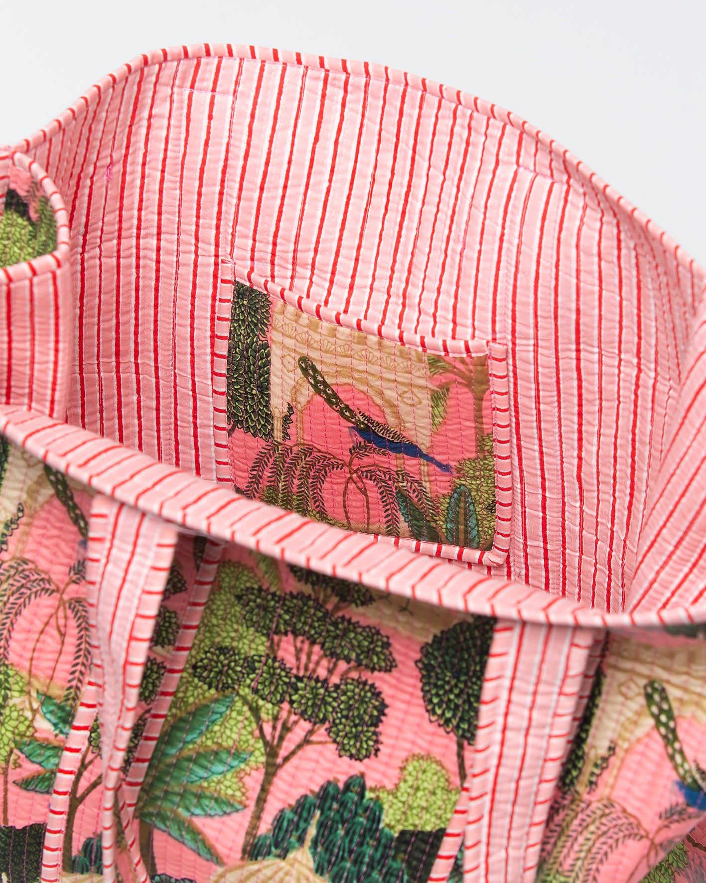 PEACOCK PRINTED PINK BAG