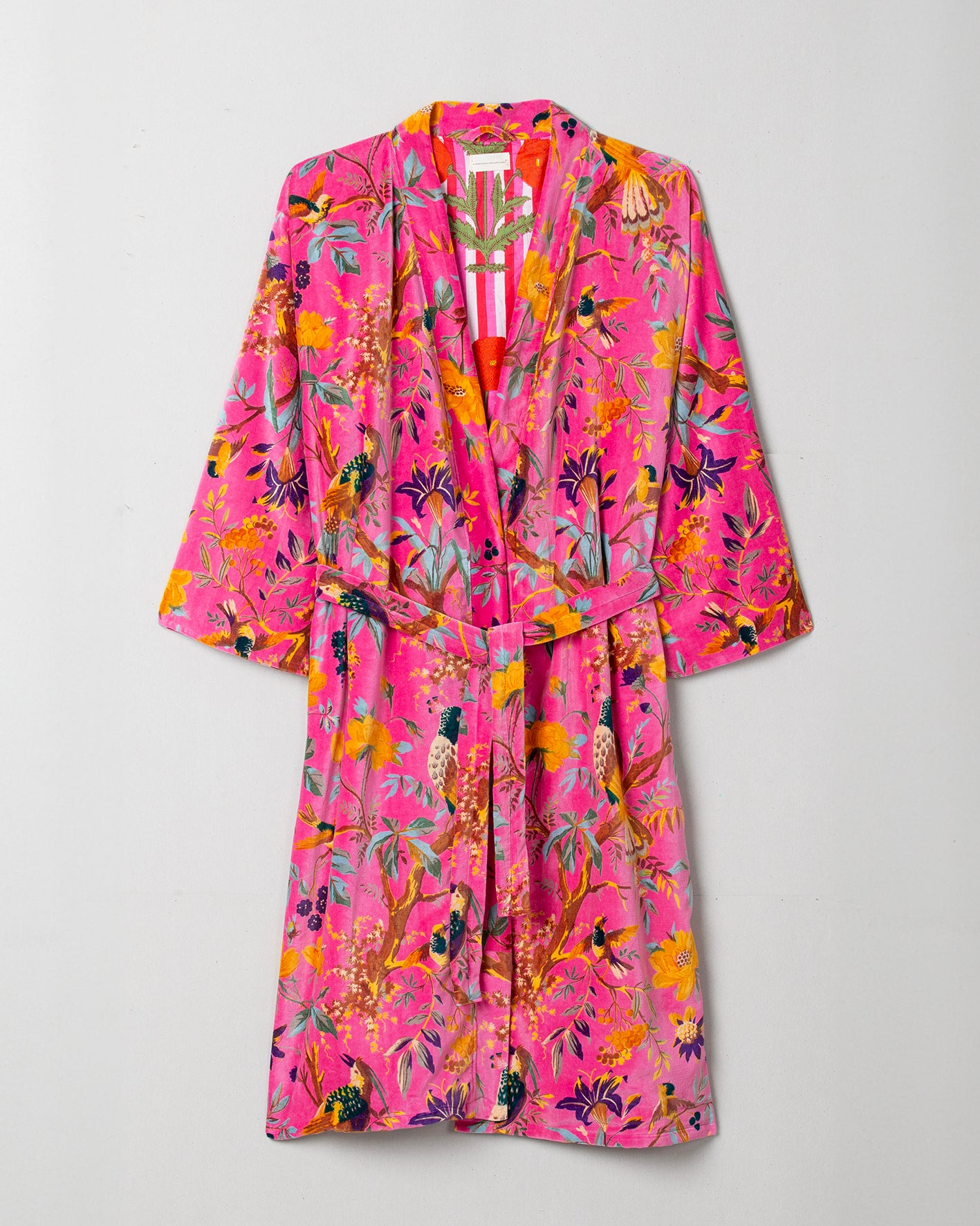 PINK FOREST VELVET KIMONO