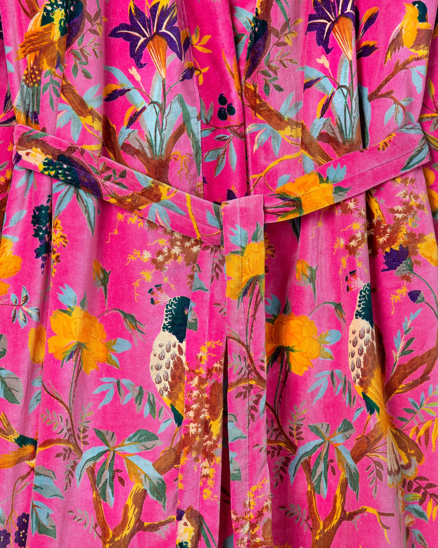 PINK FOREST VELVET KIMONO