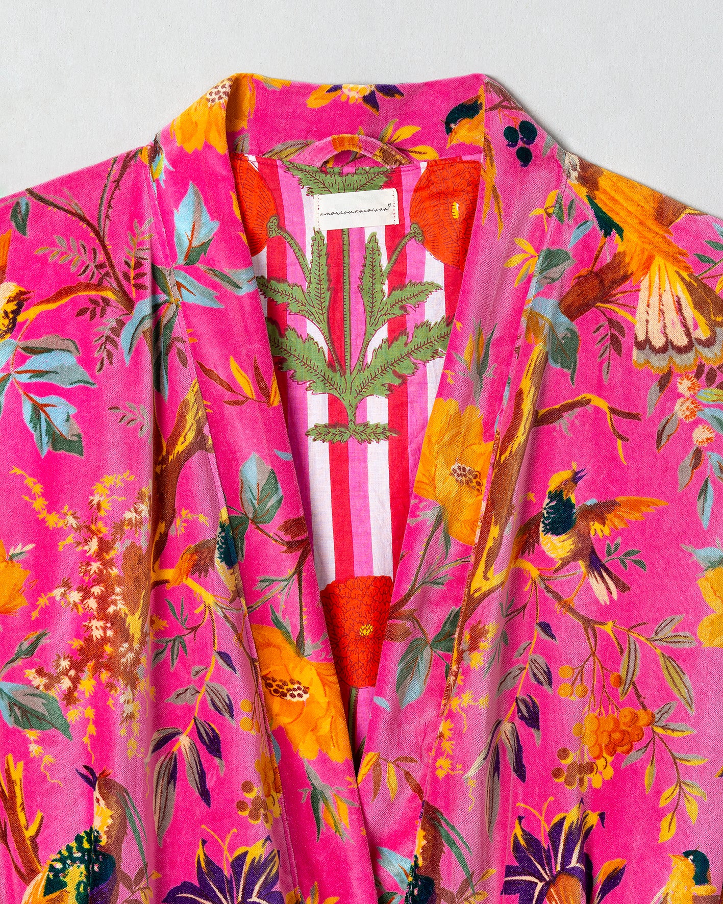 PINK FOREST VELVET KIMONO