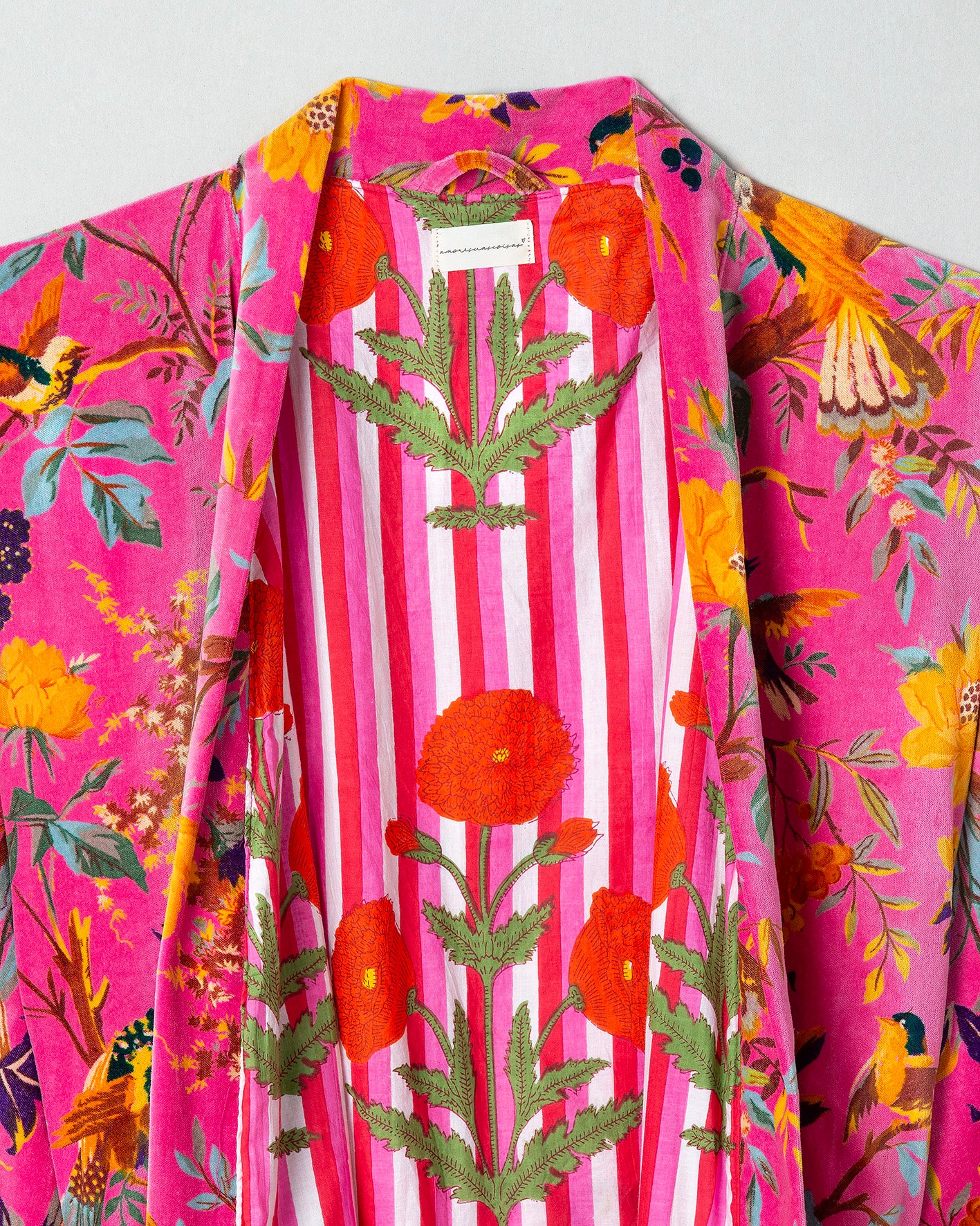 PINK FOREST VELVET KIMONO