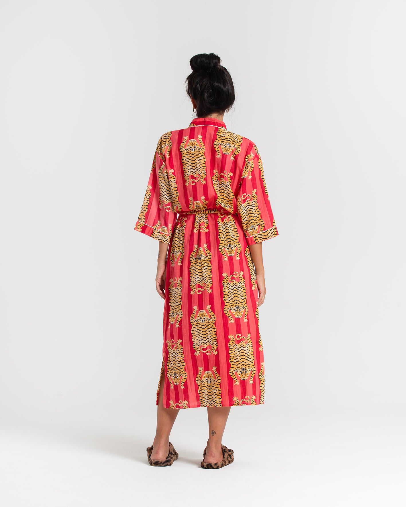 Tiger Block printed Red Robe