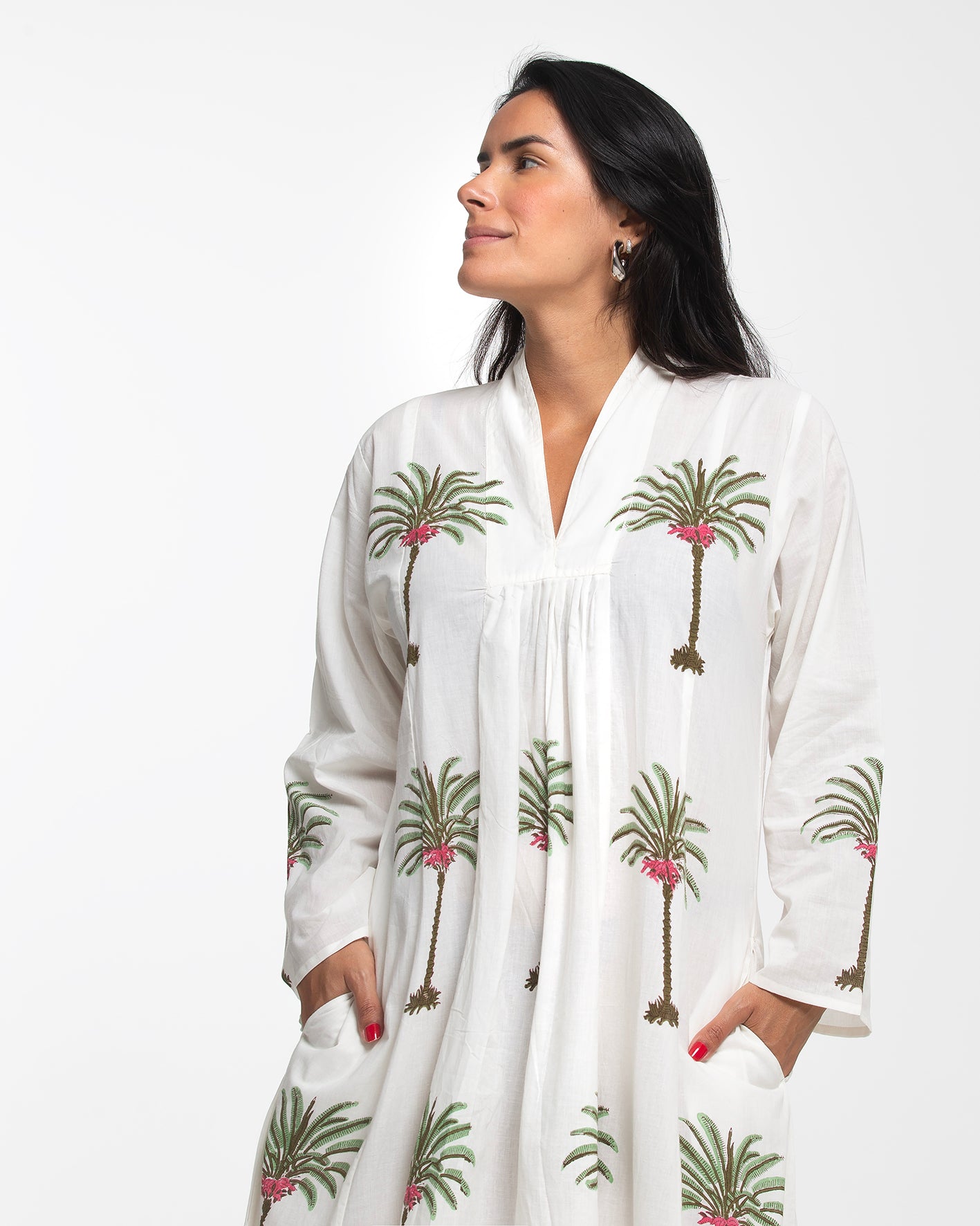 WHITE TROPICAL DESTINATION MIDI DRESS