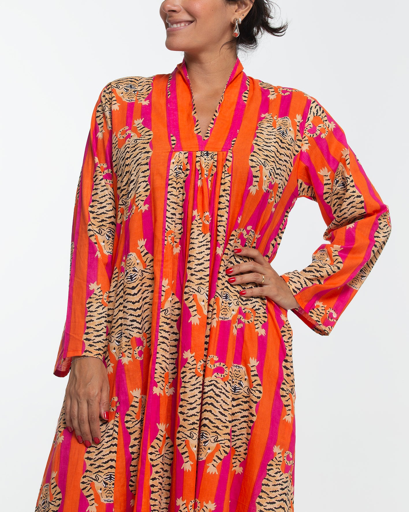 VIBRANT TIGER MIDI DRESS