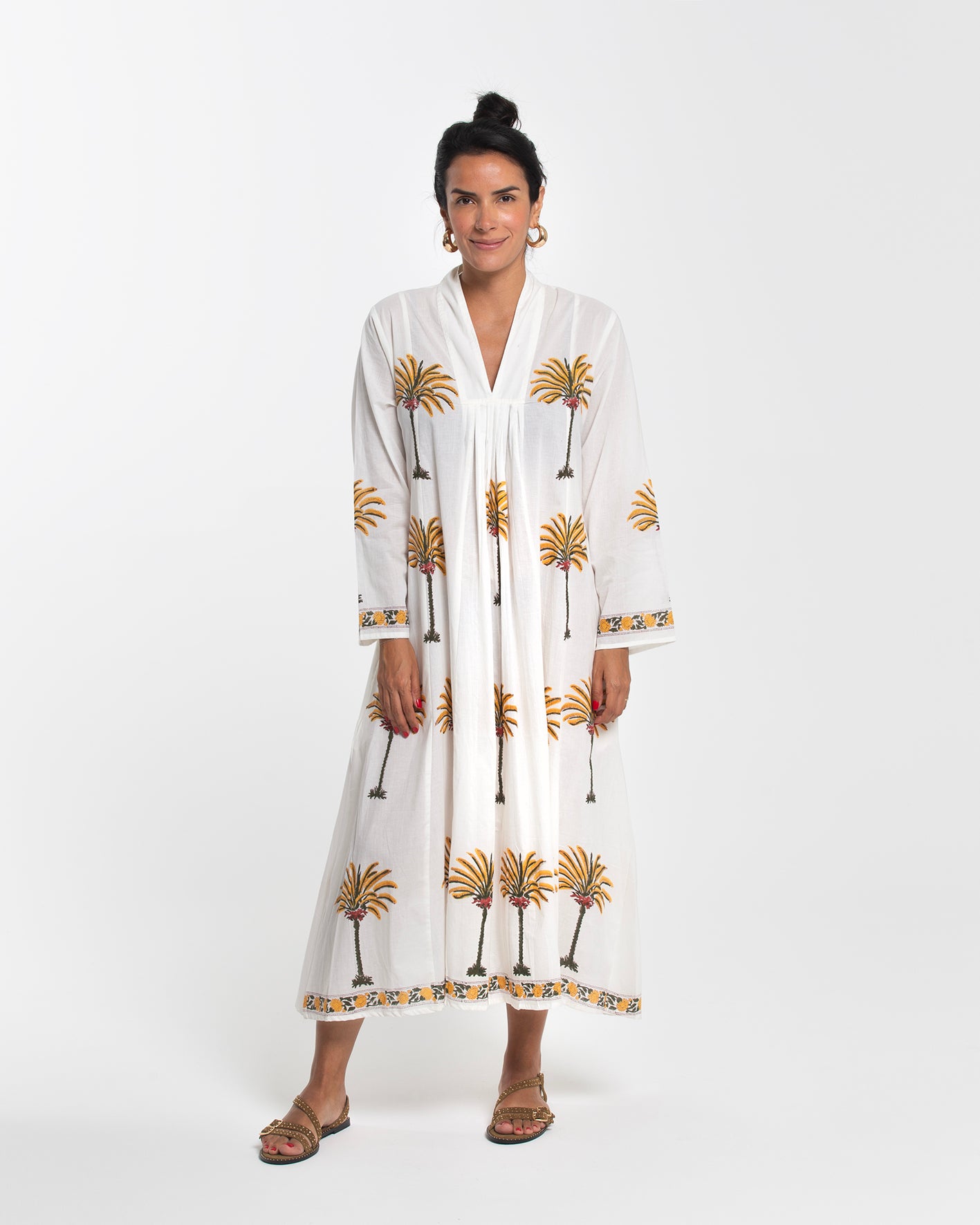 WHITE TROPICAL DESTINATION MIDI DRESS