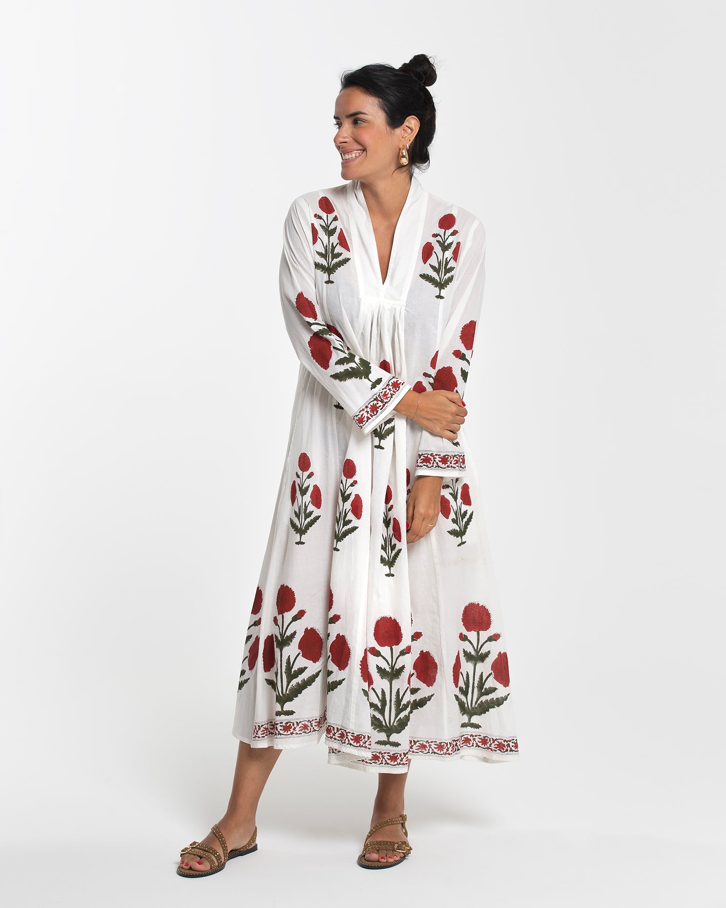 WHITE WONDERFUL BOUQUET MIDI DRESS