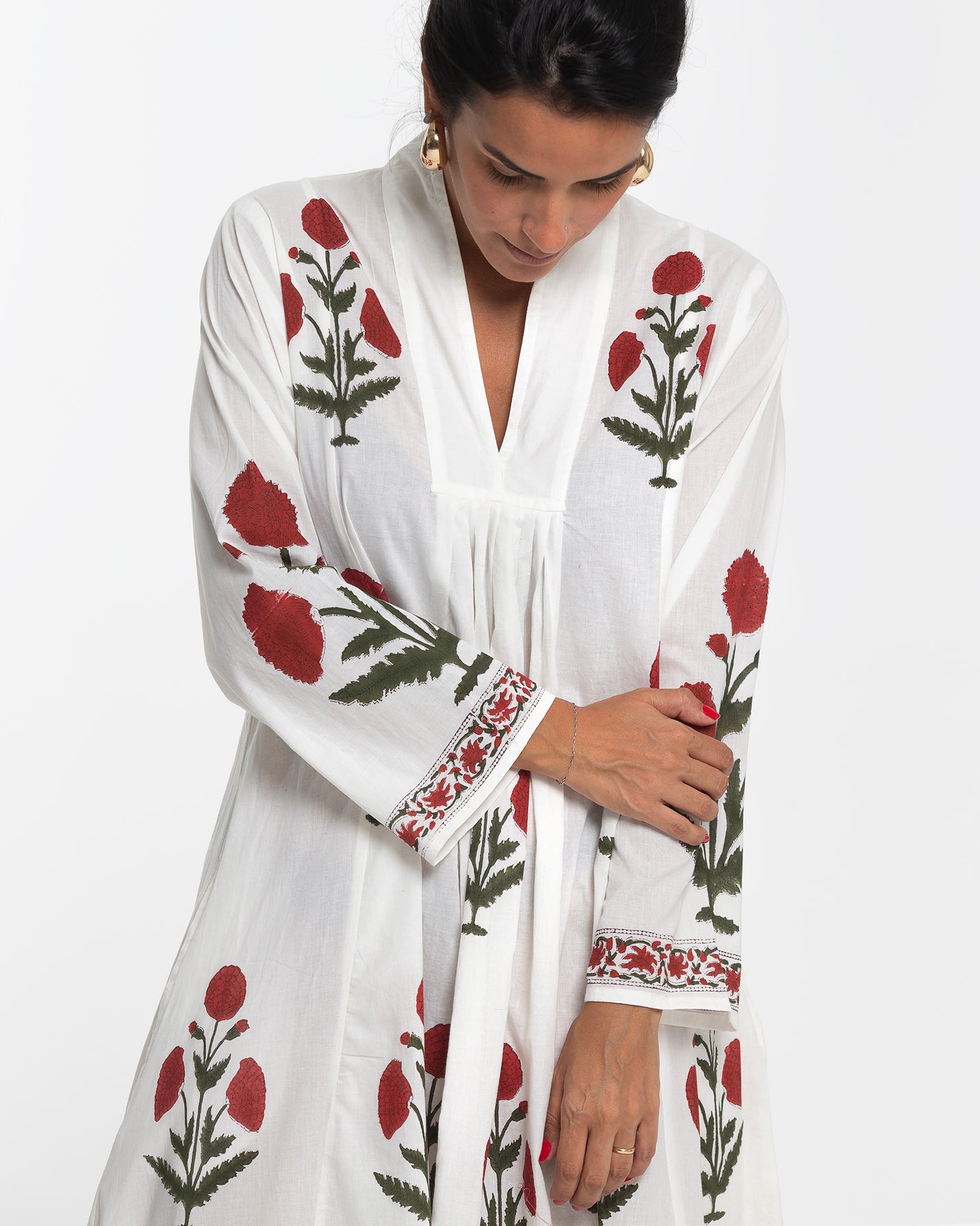 WHITE WONDERFUL BOUQUET MIDI DRESS