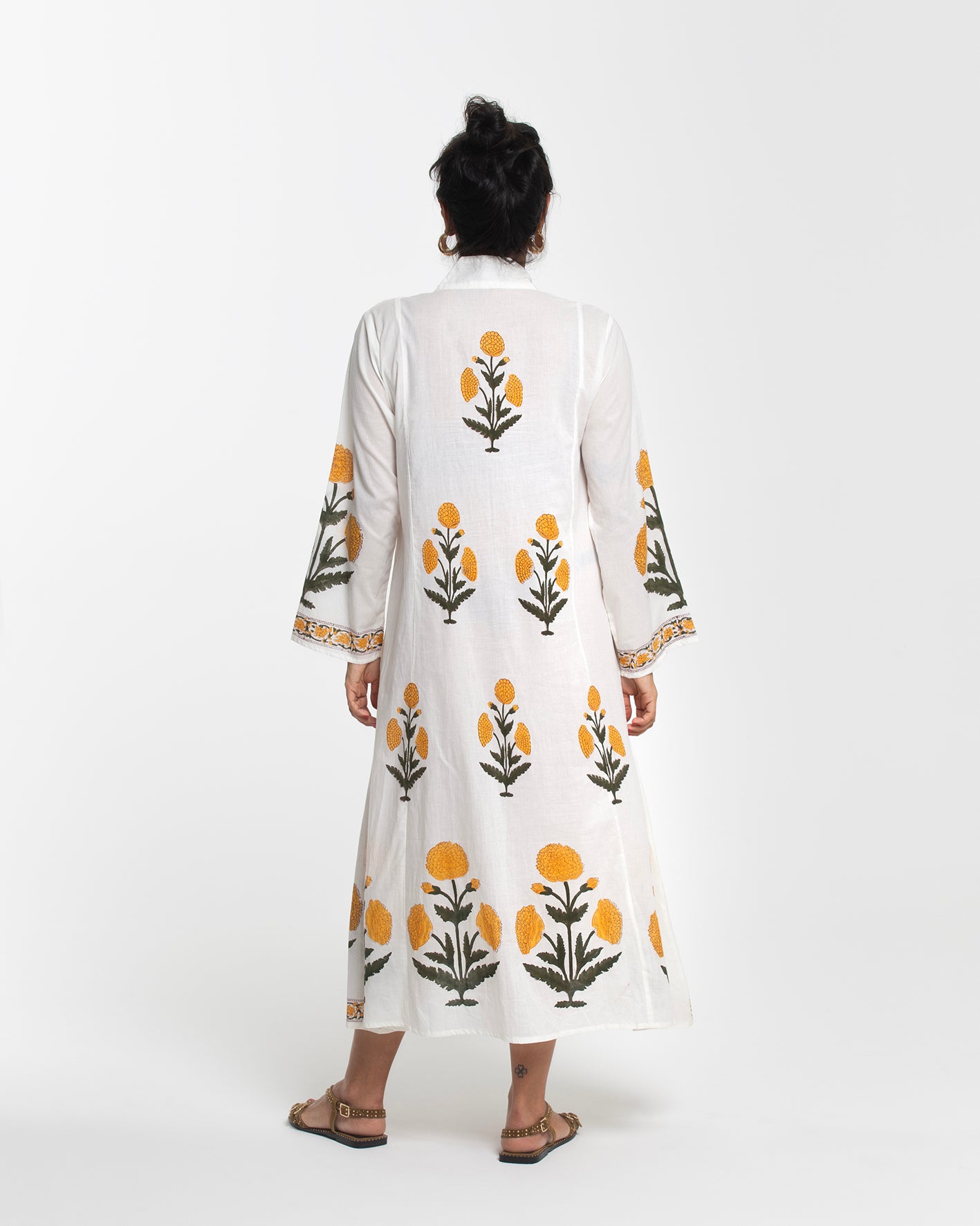 WHITE SUNFLOWER MIDI DRESS