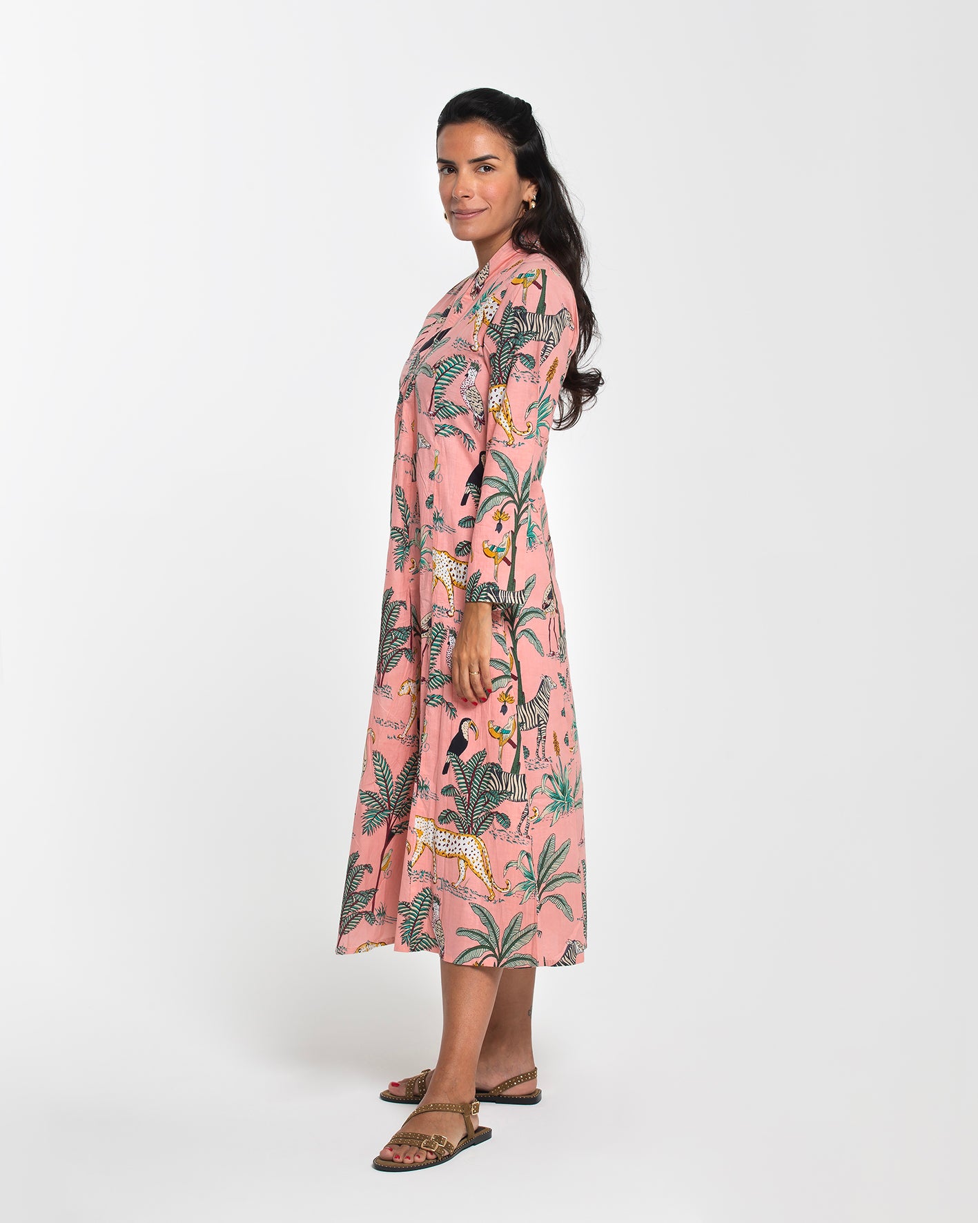 PINK JUNGLES MIDI DRESS