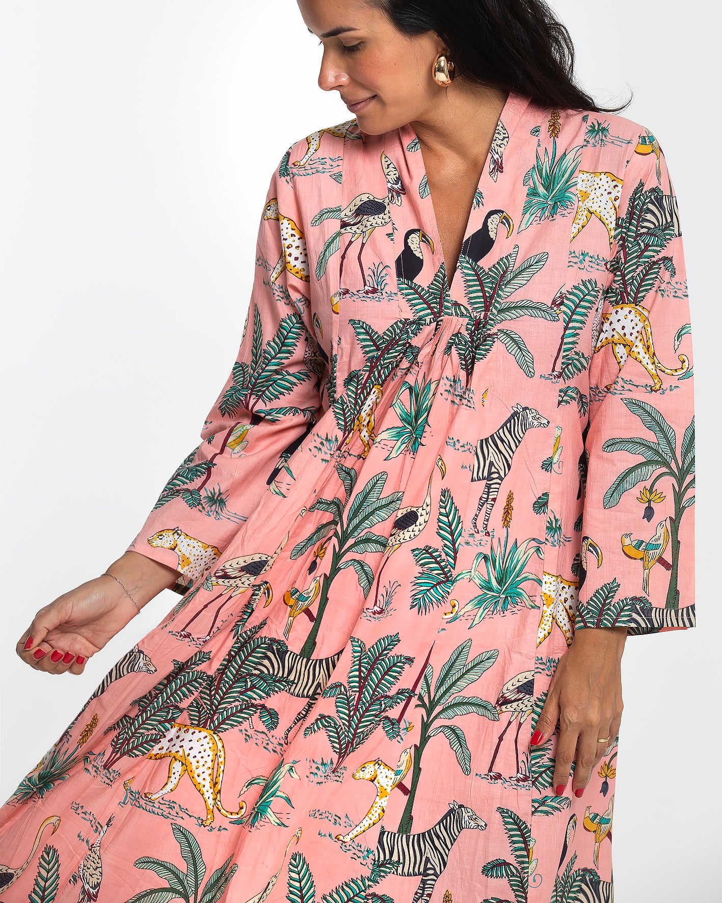 PINK JUNGLES MIDI DRESS