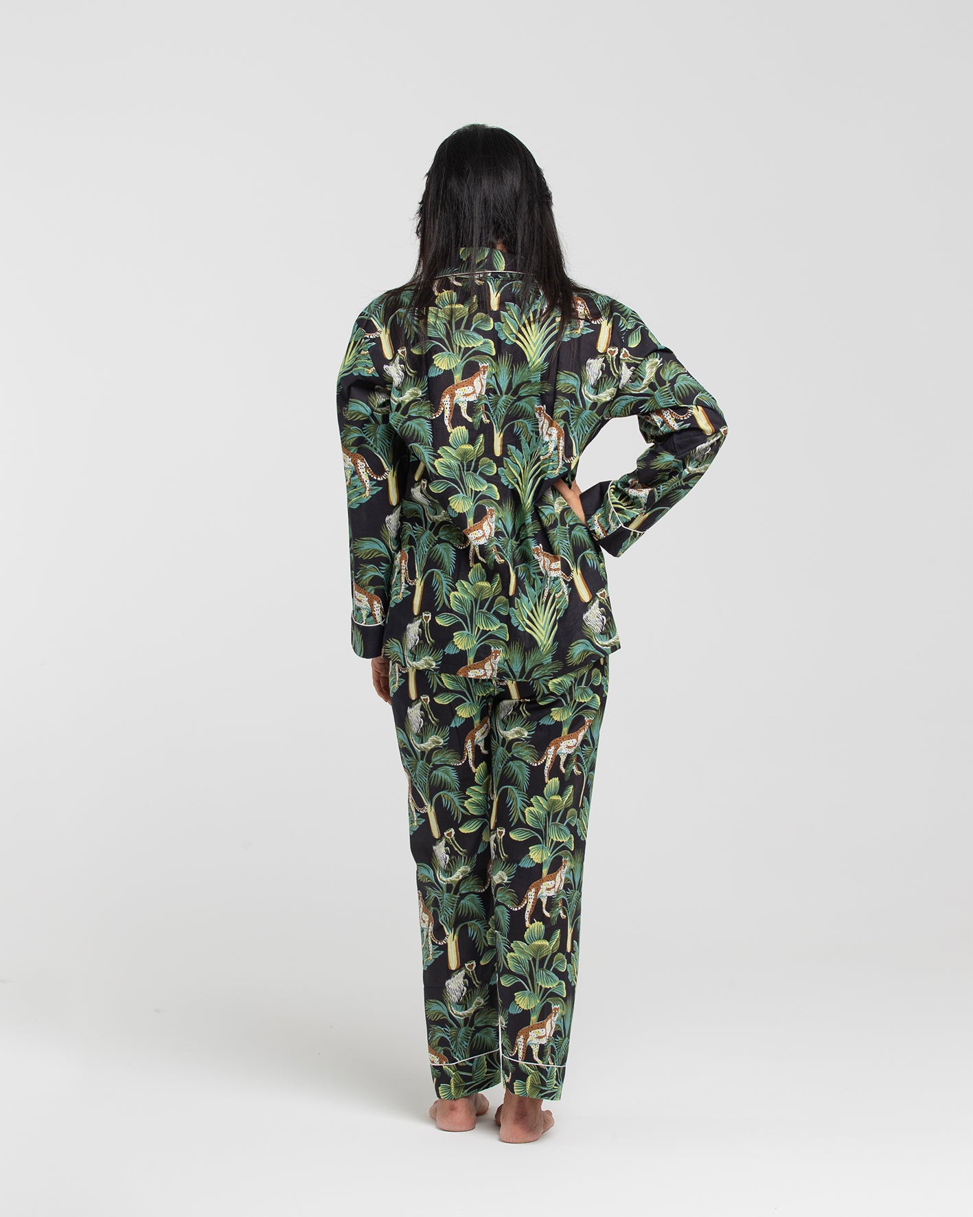 BLACK JUNGLE BLOCK PRINTED PAJAMA