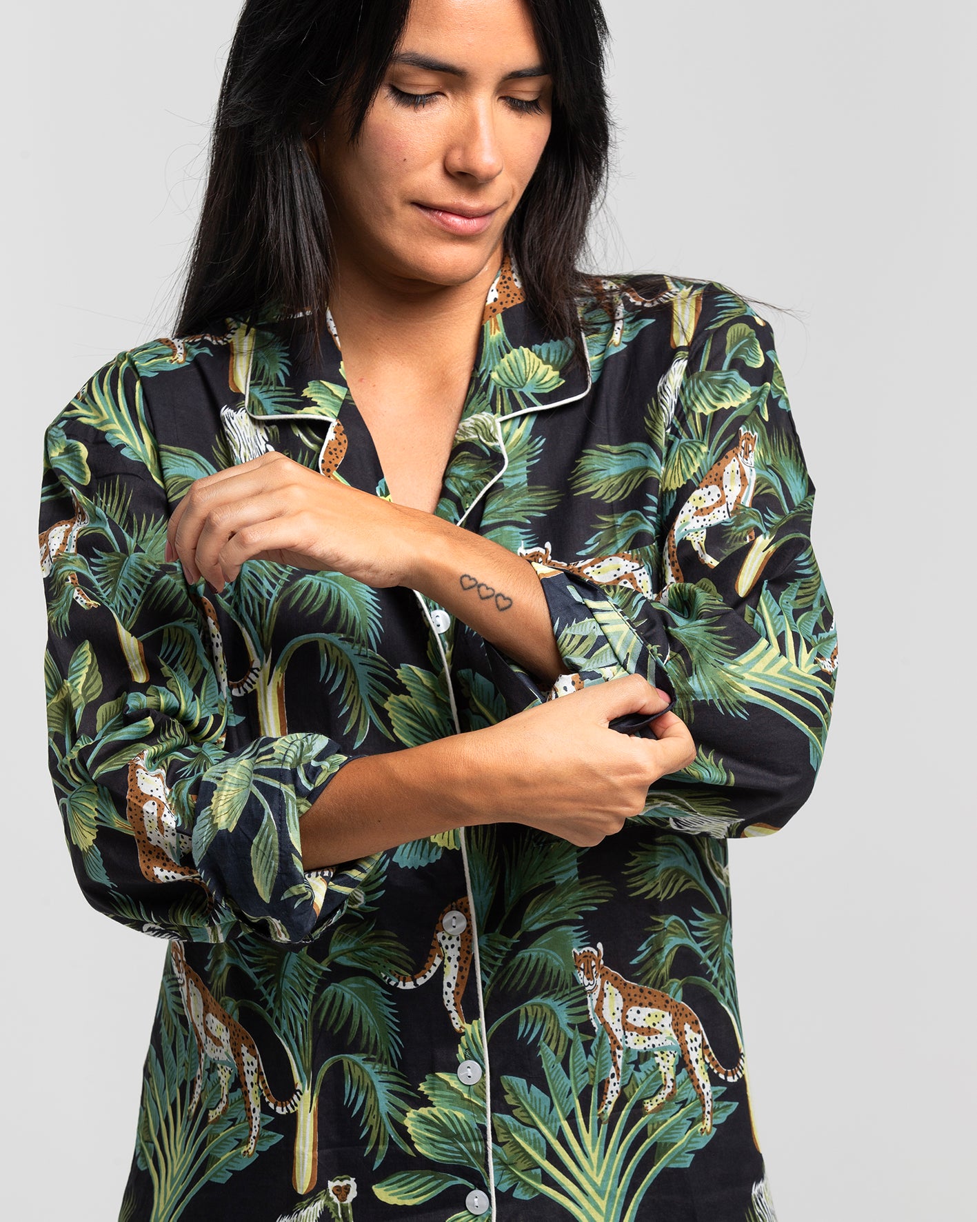 BLACK JUNGLE BLOCK PRINTED PAJAMA