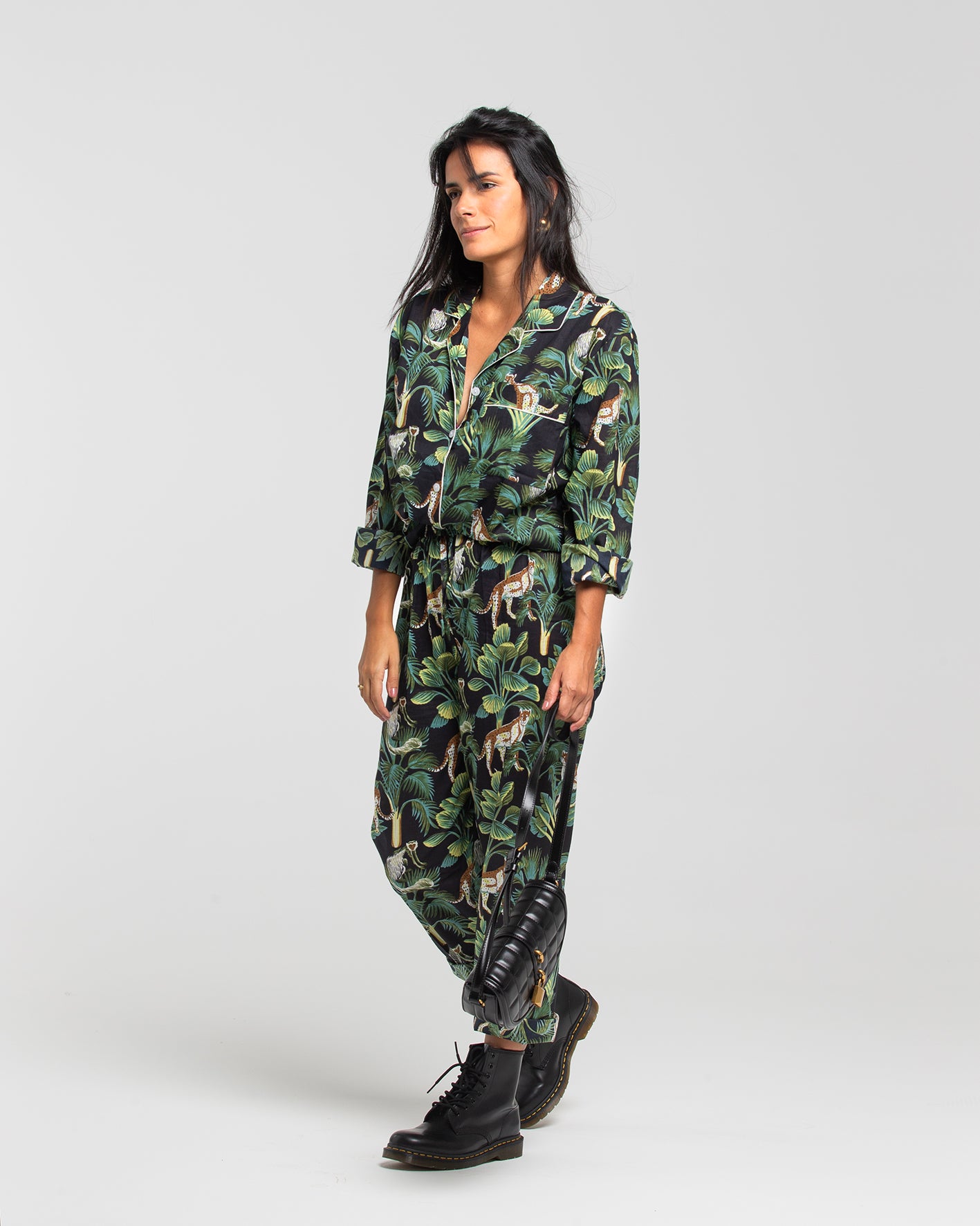 BLACK JUNGLE BLOCK PRINTED PAJAMA