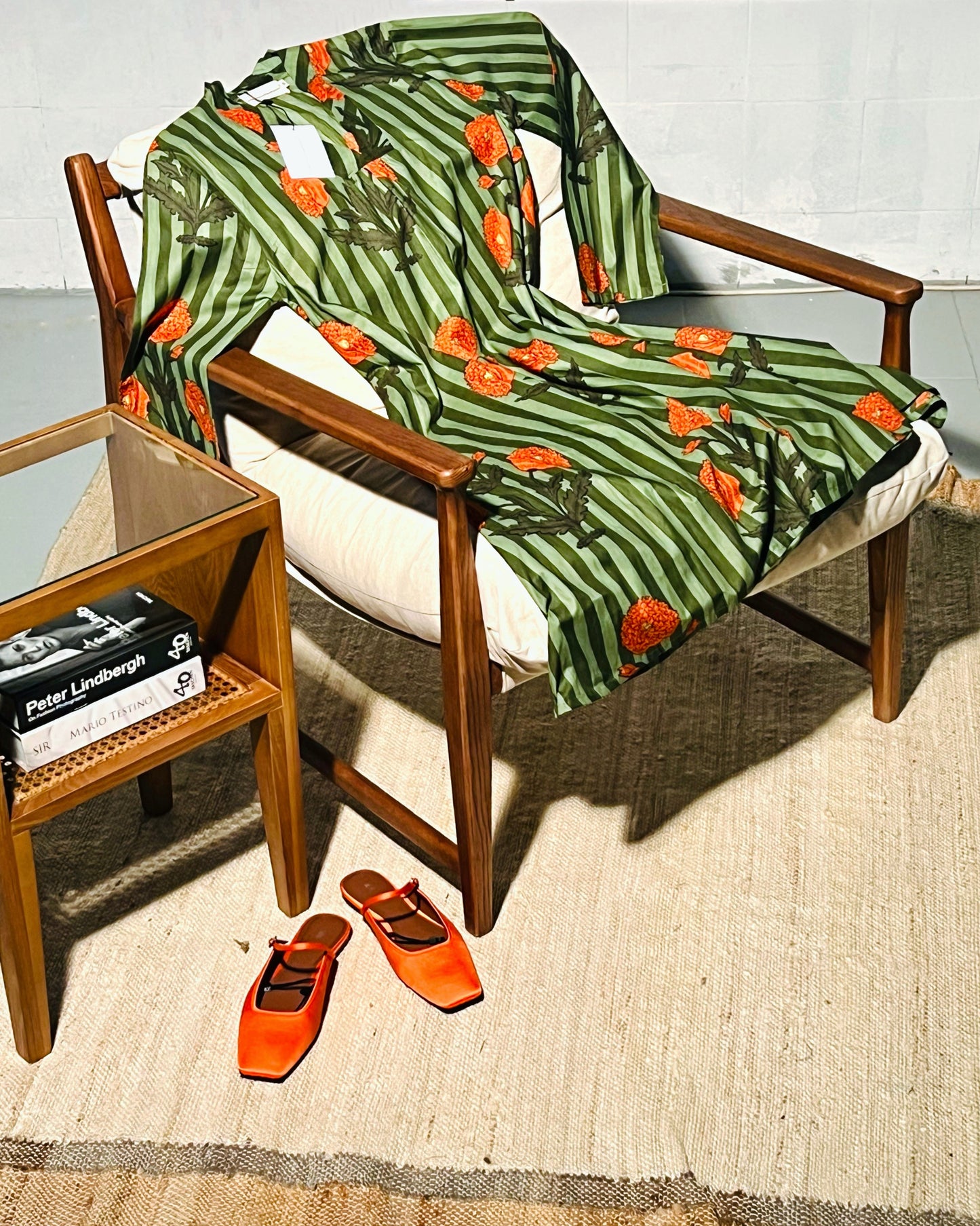 GREEN FLORAL BLOCK PRINTED SHORT DRESS
