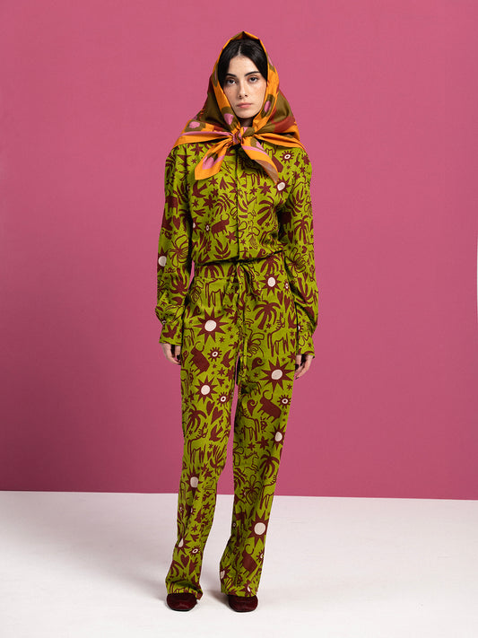 GREEN COWBOY OVERSIZED COTTON SHIRT