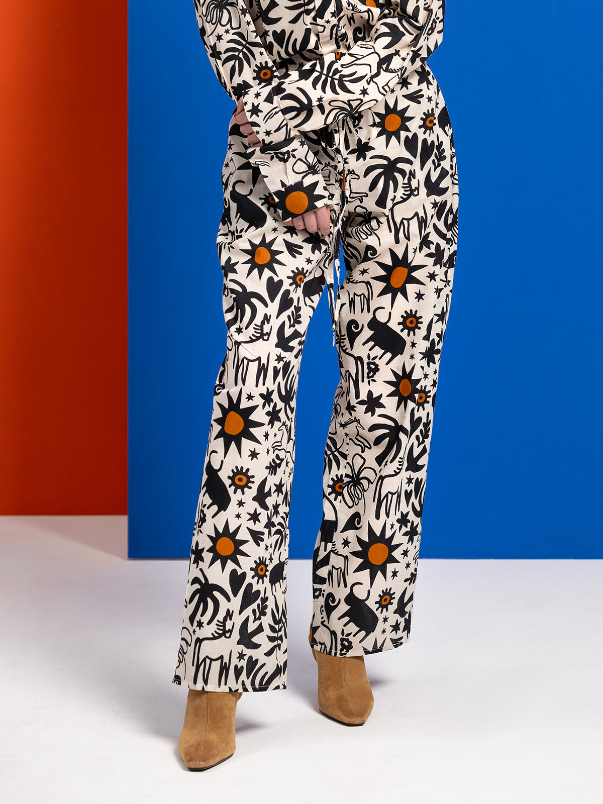 OFF WHITE COWBOY COTTON DRAWSTRING PANTS