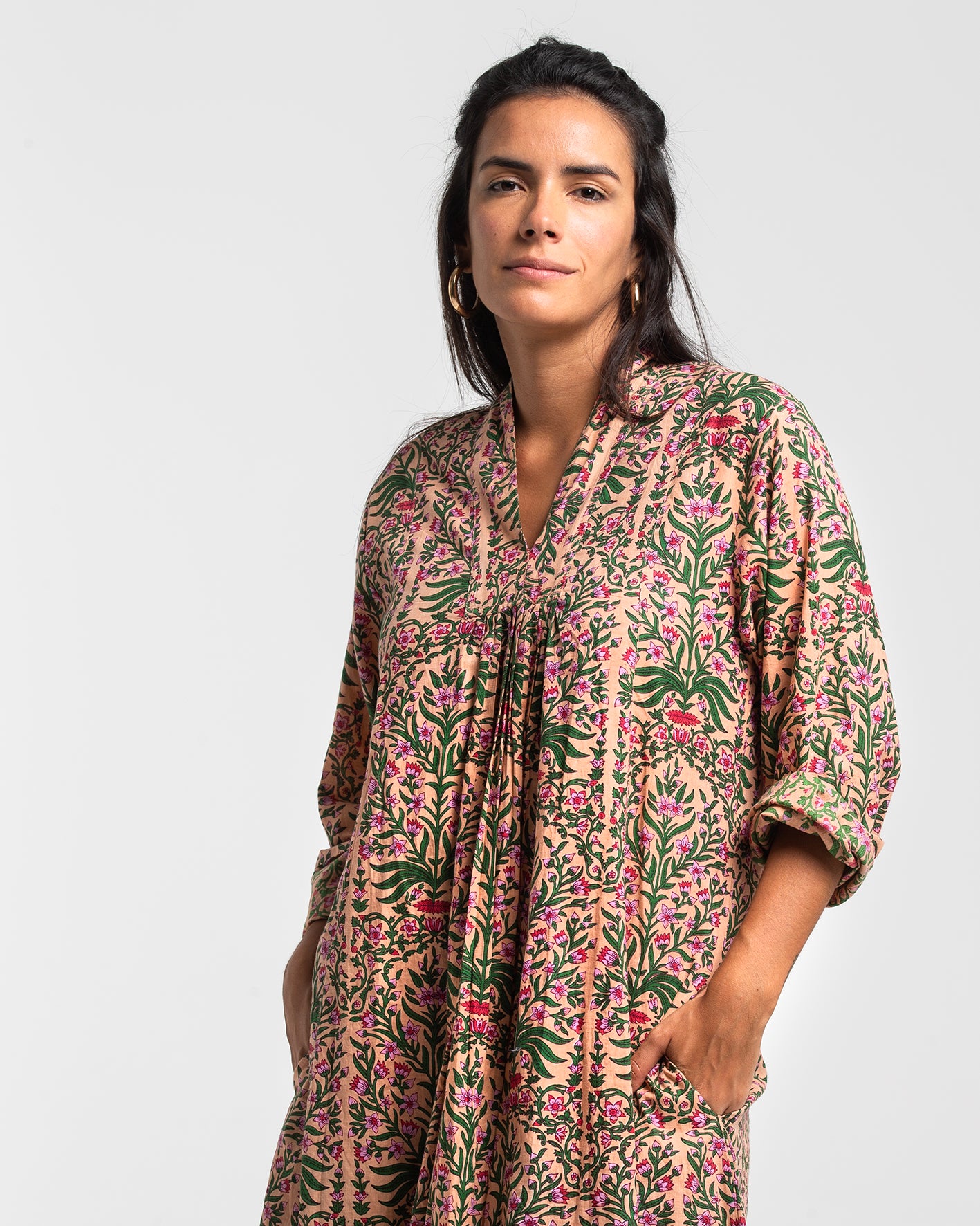 FLORAL BLOCK PRINTED DRESS