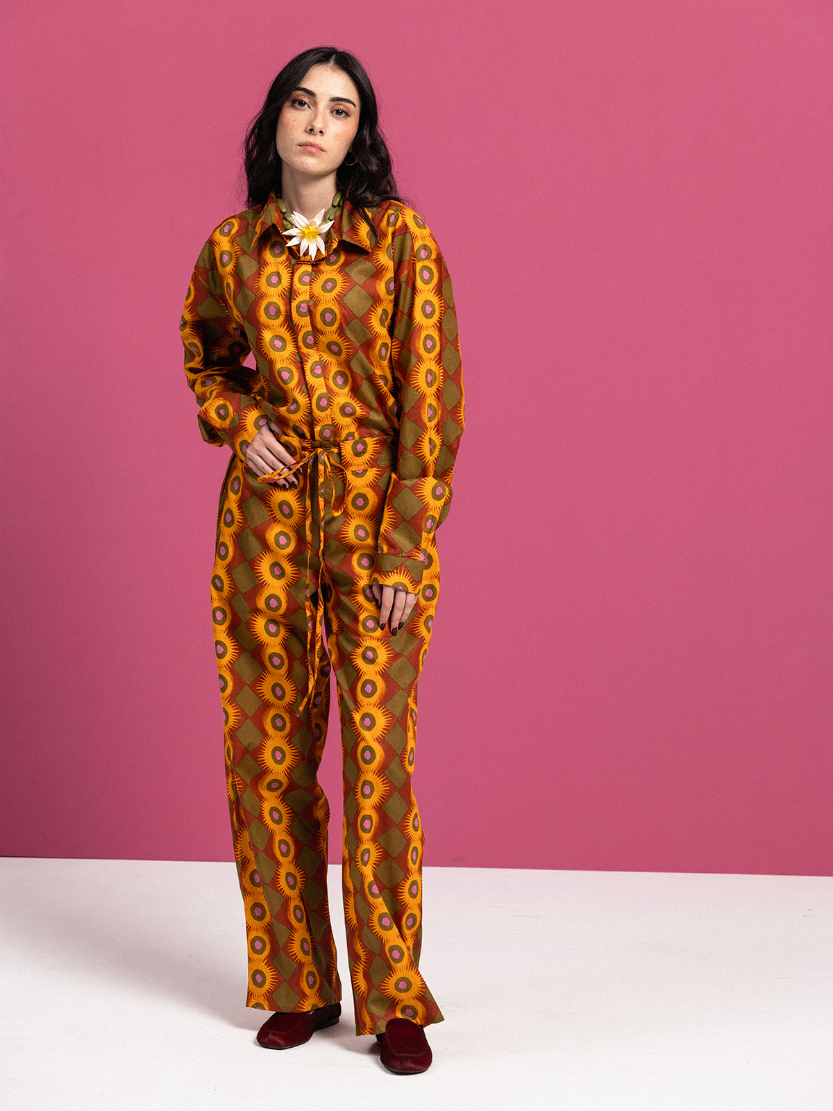 GREEN EXPLOSION COTTON DRAWSTRING PANTS