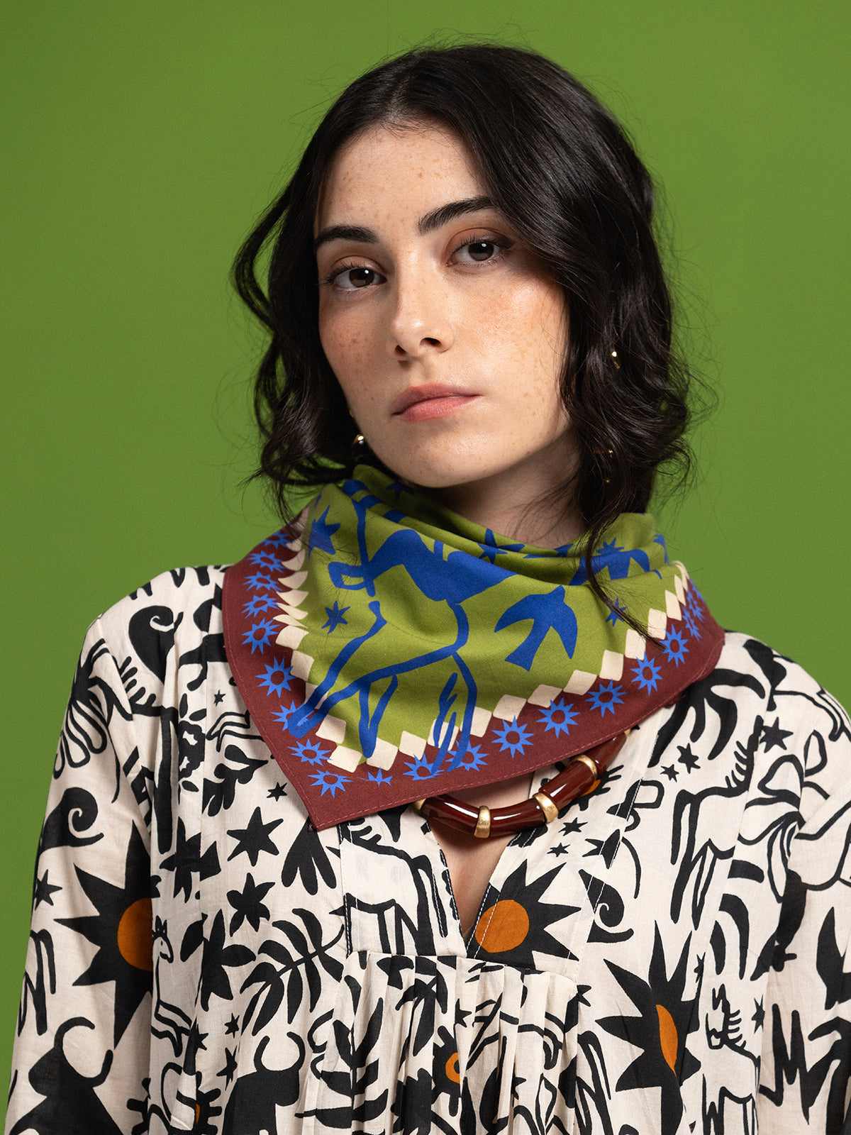 GREEN COWBOY COTTON SCARF