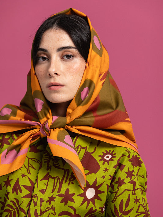 ORANGE EXPLOSION COTTON SCARF