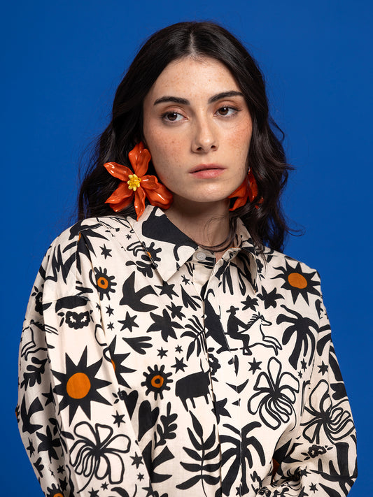 OFF WHITE COWBOY OVERSIZED COTTON SHIRT