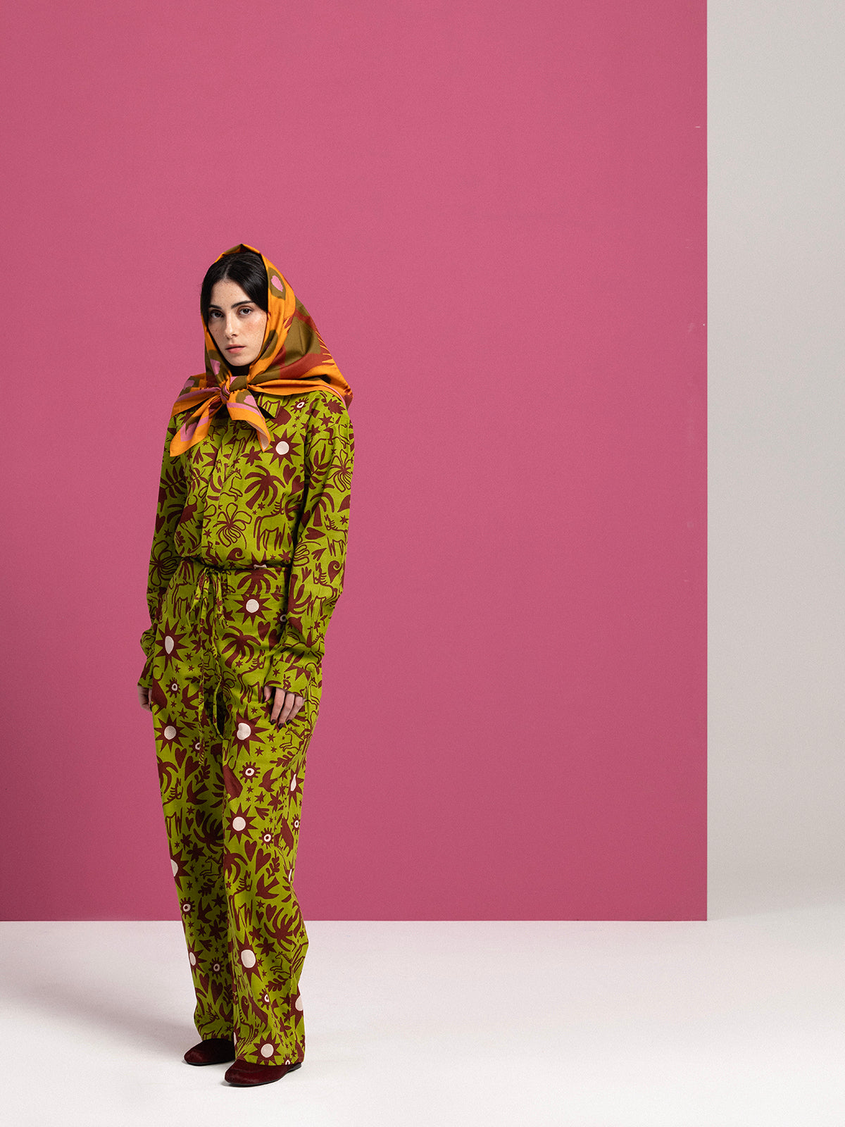 GREEN COWBOY COTTON DRAWSTRING PANTS