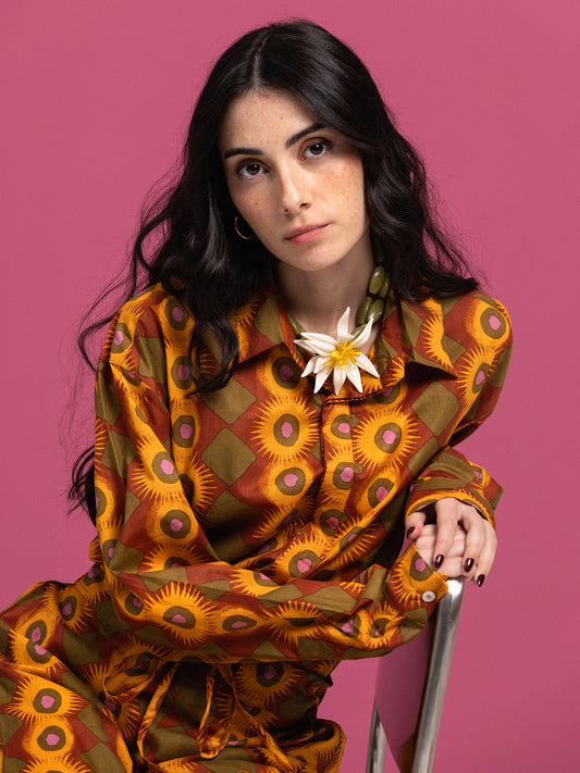 GREEN EXPLOSION OVERSIZED COTTON SHIRT