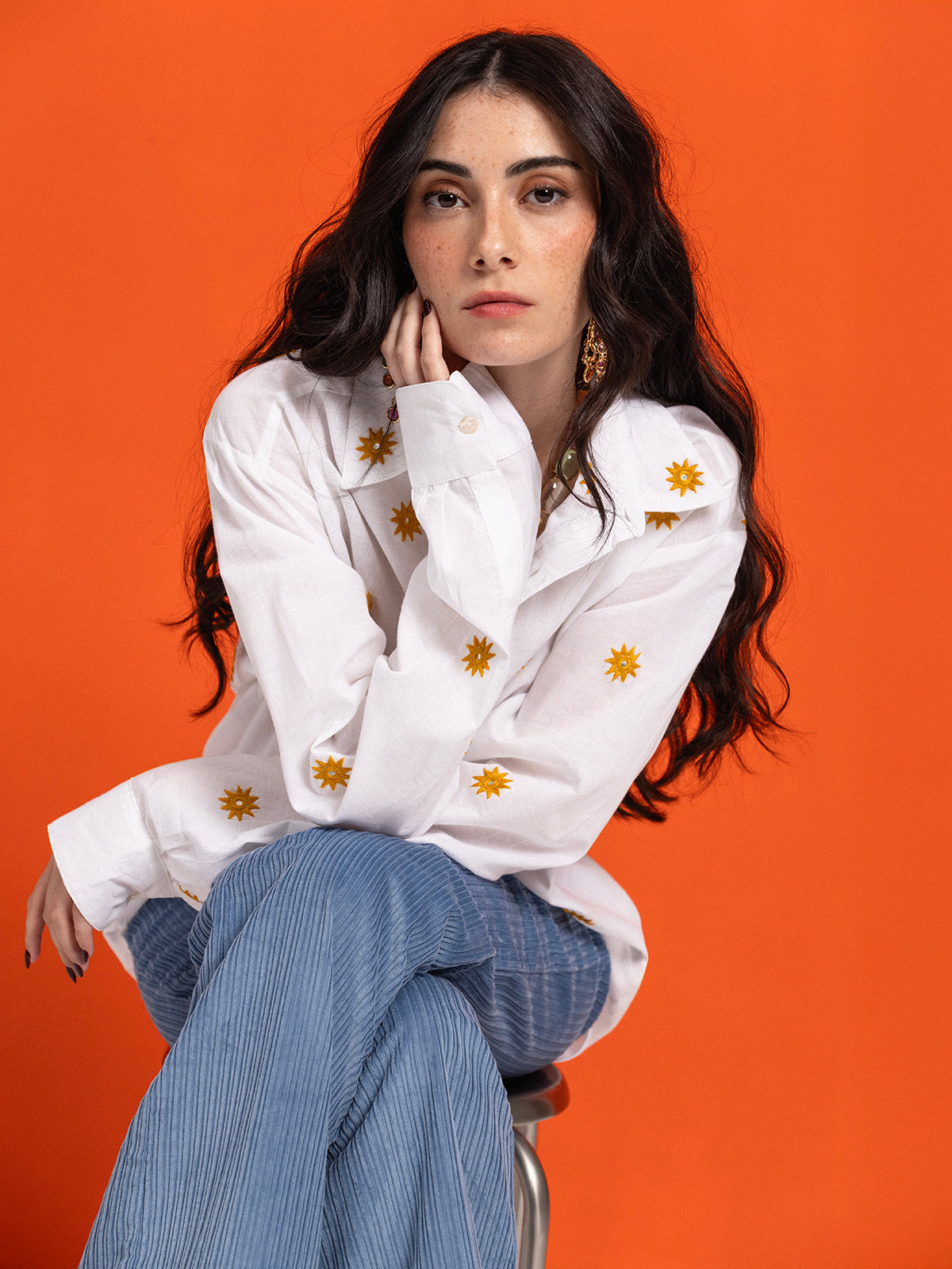 SUNNY DAY HAND-EMBROIDERED COTTON SHIRT